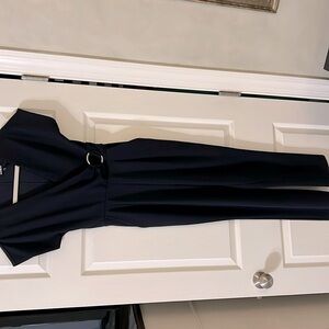 Express Navy Short-Sleeve Jumpsuit